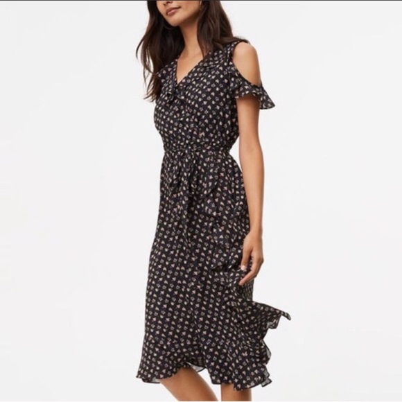 LOFT Dresses & Skirts - 🎈2/$10LOFT Violet cold shoulder v-neck midi dress